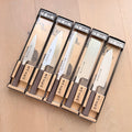 Japanese Kitchen Knife 5-Piece Set by Satake Sangyo — Santoku, Nakiri, Yanagiba, Deba and Petty, made in Japan